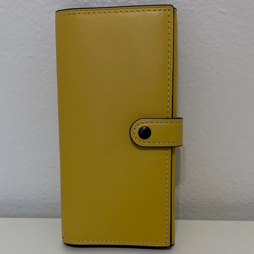 Coach Mustard Floral Print Trifold Wallet
